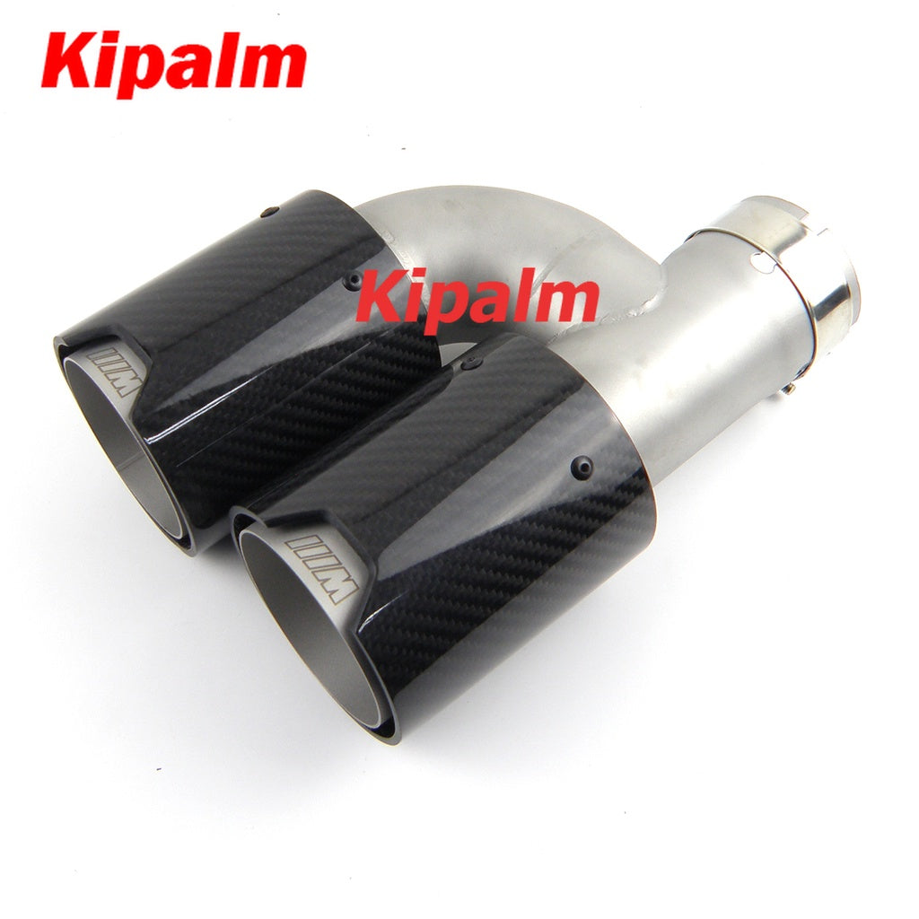 Kipalm h Style Dual Carbon Fiber Sanding Polished Stainless Steel  M performance Exhaust Tips End Pipes Matte Muffler tips fit for Modified BMW