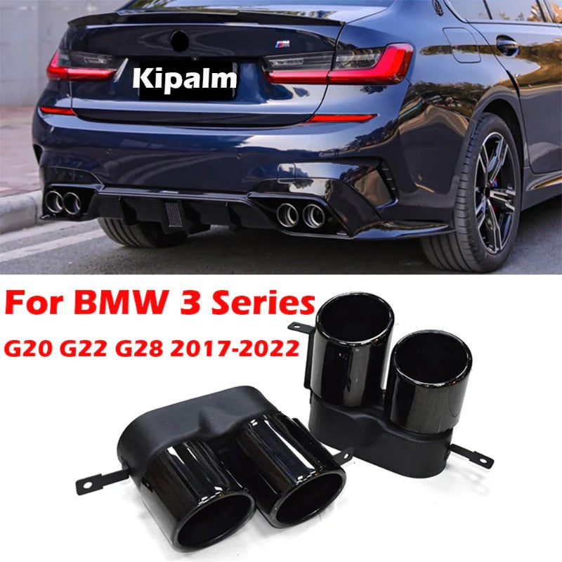 1 Pair Dual Out Stainless Steel Exhaust Pipe for BMW 3 Series G20 G22 G28 2017-2022 Rear Muffler Tip