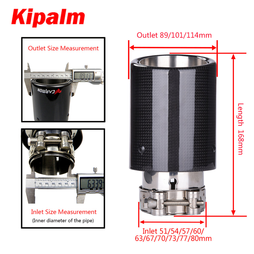 Carmon Glossy Carbon Fiber 304 Stainless Steel Exhaust Pipe Tail Pipe Muffler Tip Curly Edge for CX-30 CX-8 CX-5 CX-9