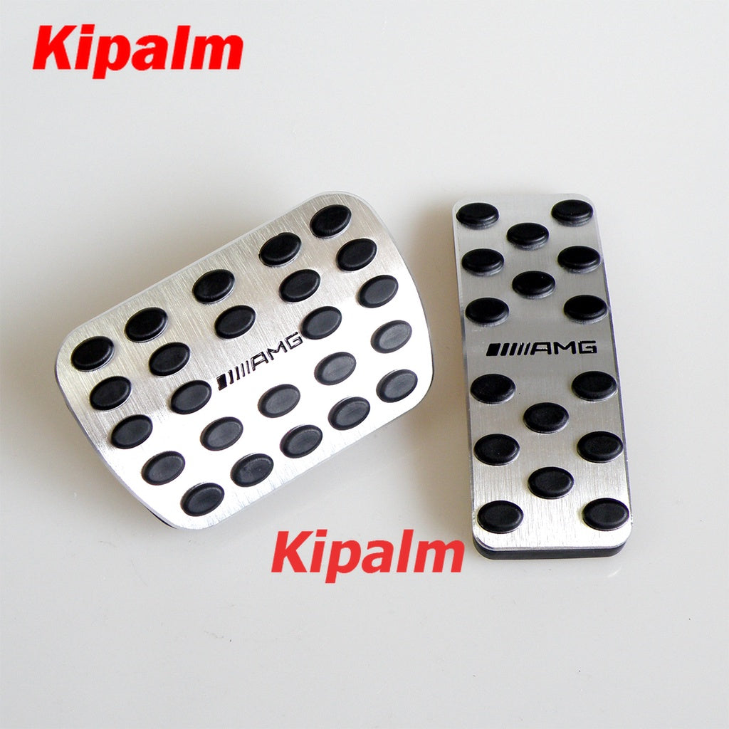 No Drill Gas Accelerator Brake Pedal Plate Pad for Mercedes Benz A B R ML GL GLS GLE GLA CLASS Aluminum Alloy Gas Brake Pedal LHD AT AMG LOGO