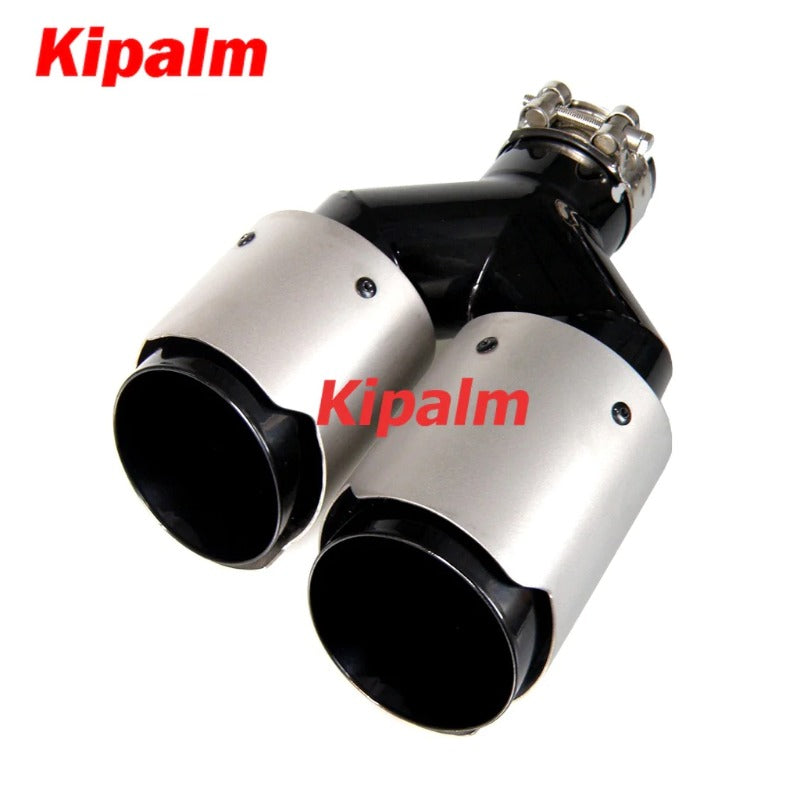 Y Style Dual Black Matte Stainless Steel  Exhaust Tips Akrapovic End Pipes Muffler Tips