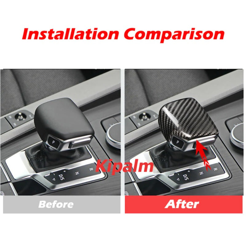 1PC Dry Carbon Fiber Gear Shift Knob Head Cover for Audi A4 B9 A5 Q5 Q7 RHD Car Interior Accessories Modify