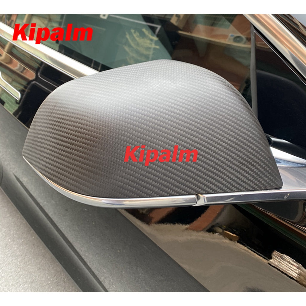 1 Pair Rearview Side Mirror Cap Add on Style Real Dry Carbon Fiber Exterior Mirror Cover for Tesla Model 3