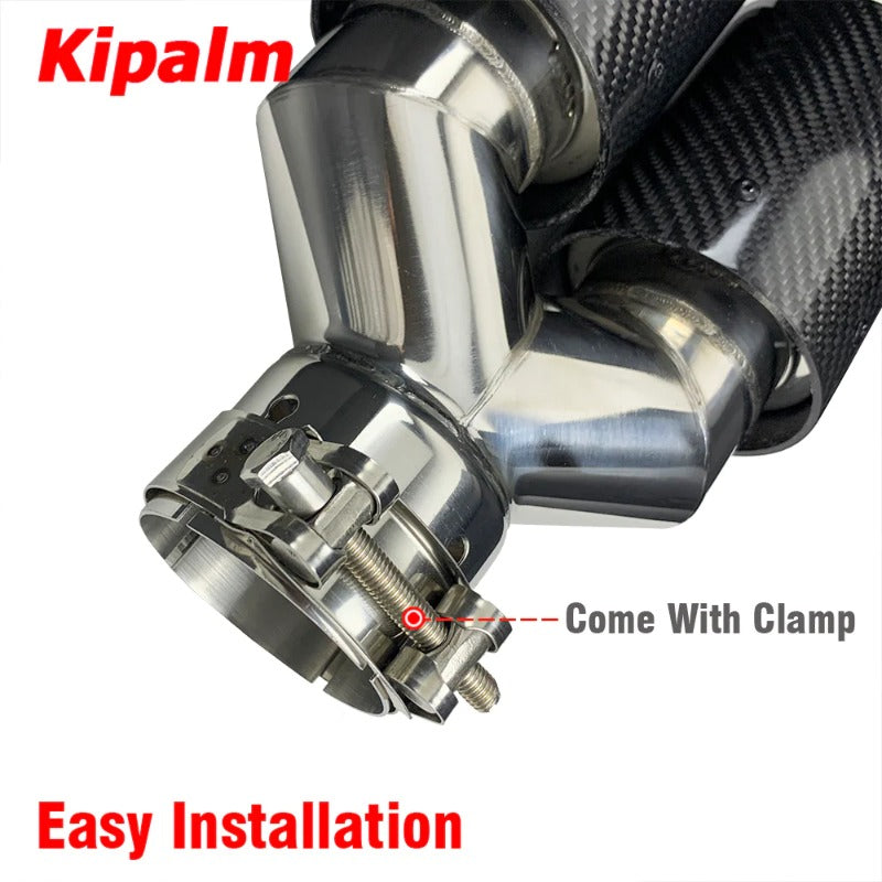 1Pair Y Style Dual Universal Auto Exhaust Muffler Tips Carbon Fiber End Pipe for Buick Corolla Ford Golf with Remus Logo