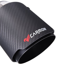 Load image into Gallery viewer, CARMON Twill Weave Matte Carbon Fiber Exhaust Pipe with black Stainless Steel Straight Edge Muffler Tip Tailpipe