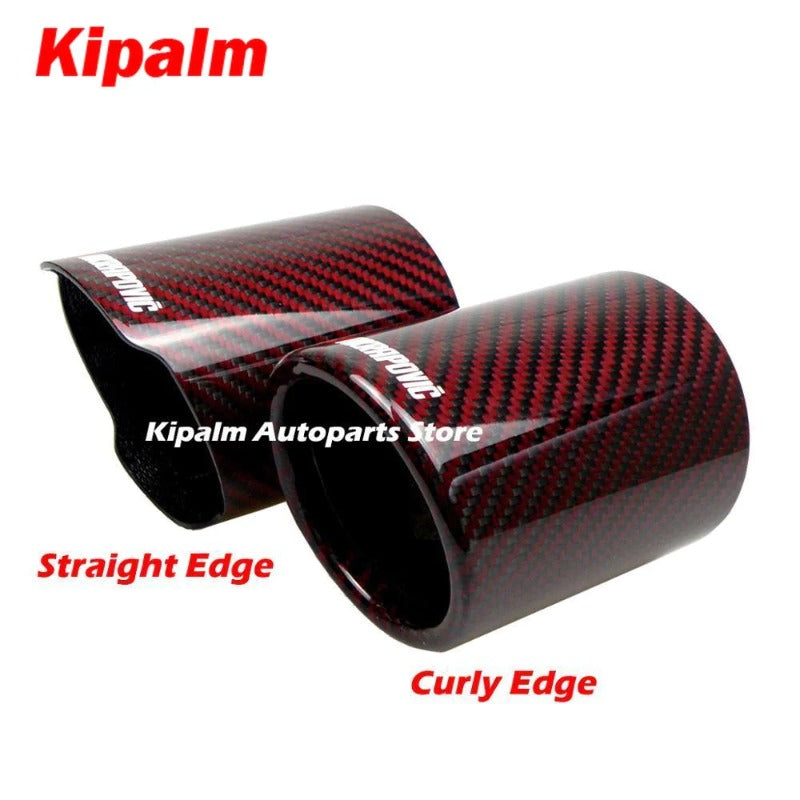 Akrapovic Logo Car Universal Exhaust Pipe Red and Twill Carbon Fiber Cover Exhaust Muffler Pipe Tip case Exhaust Tip housing