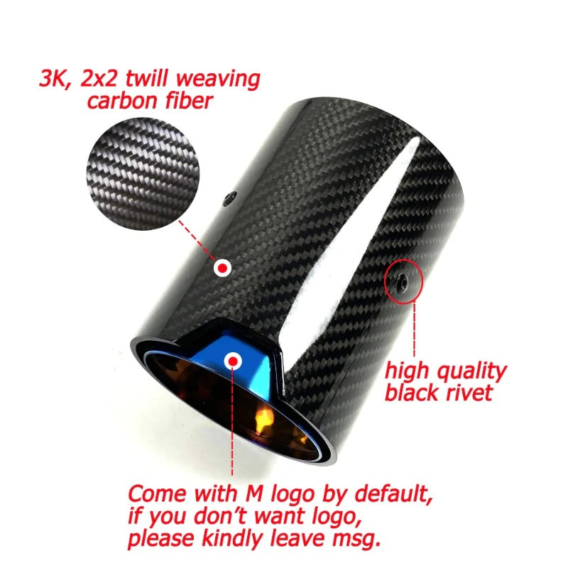 Kipalm 4PCS M Logo BMW M4 (F82/F83) 2014-2020 Carbon Fiber Exhaust Tip Muffler Pipe