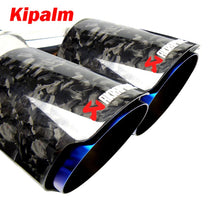 Load image into Gallery viewer, Kipalm Forged Carbon Fiber Dual Tips Exhaust Pipe Muffler Tip with Blue Burnt Stainless Steel Inner Pipe Muffler Cutter