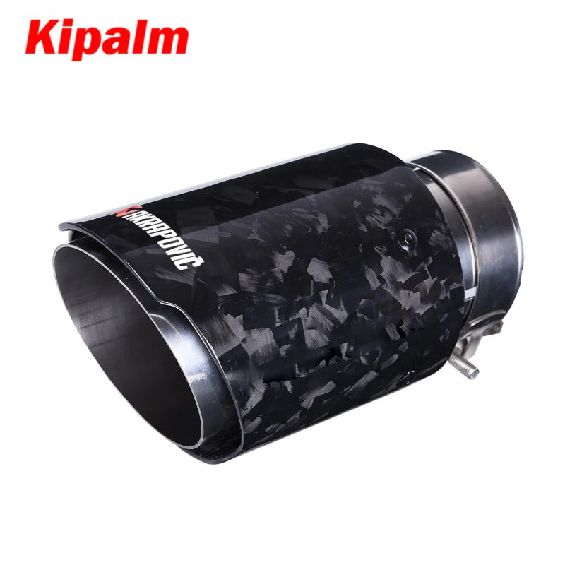 Kipalm Forged Carbon Fiber Akrapovic Authentic Cover Muffler Pipe Tip Car Universal Exhaust Pipe TailPipe