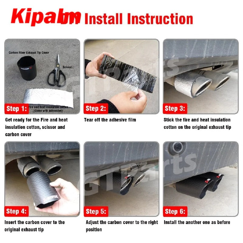 Kipalm Forged Carbon Fiber Akrapovic Authentic Cover Muffler Pipe Tip Cover Housing Car Universal Exhaust Case