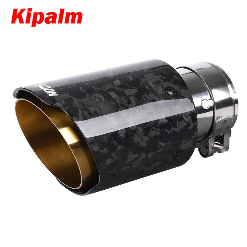 CARMON Forged Carbon Fiber Exhaust Pipe Muffler Tip with Gloden Stainless Steel for Accord BRV HRV CRV Odyssey