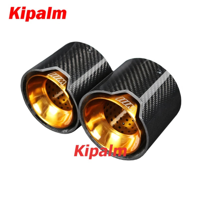 4pcs BMW M3 G80 M4 G82 G83 Golden Stainless Steel Glossy Finish Carbon Fiber Exhaut Tip Pipe Tail Ends