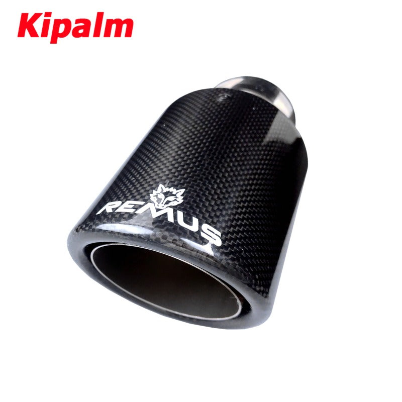 1PC Remus Sport Glossy Carbon Fiber Exhaust Muffler Tips Sand Blasting Tail Pipe for BMW AUDI GOLF MAZDA
