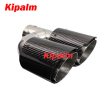 Load image into Gallery viewer, Dual Pipe h Style  Carbon Fiber + Stainless Steel Universal Auto Exhaust Muffler Tips Double End Pipe for BMW BENZ VW Golf