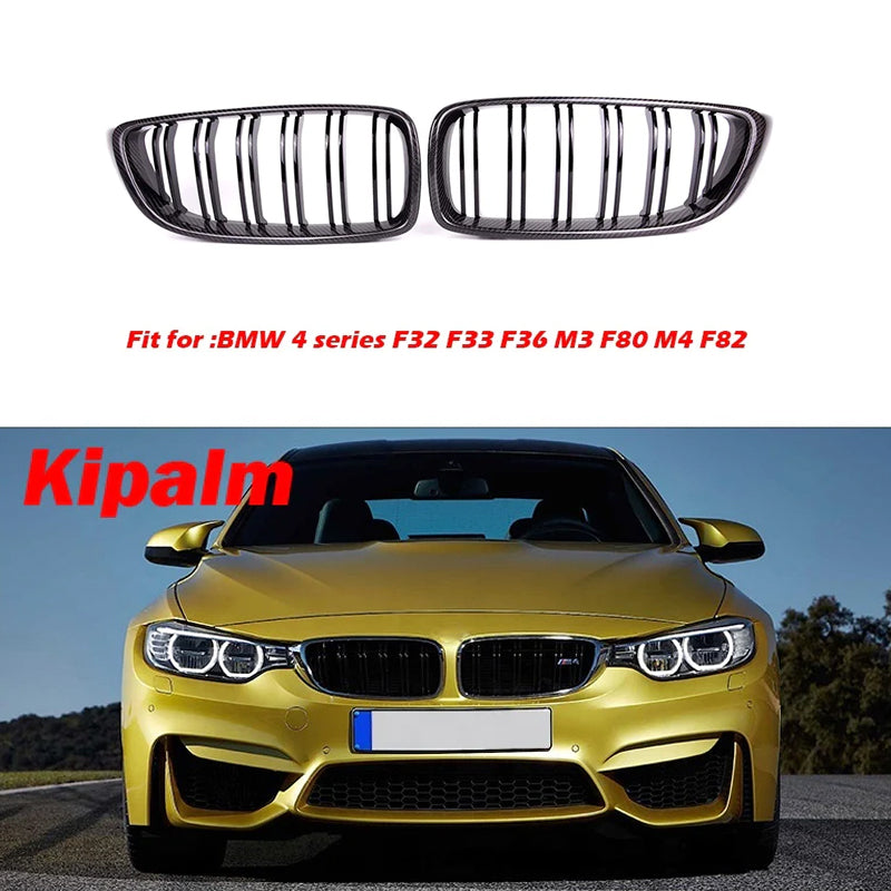 Carbon Fiber Front Grill for BMW 4 Series F32 F33 F36 M3 F80 M4 F82 with Dual Slat Line