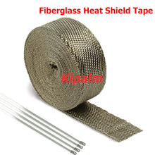 Load image into Gallery viewer, 5M 10M 15M Motorcycle Exhaust Heat Wrap Roll with Stainless Ties Fiberglass Heat Shield Tape