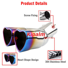 Load image into Gallery viewer, 1PC Universal Dual Exhaust Pipe Muffler Bolt-On Heart Shape Straight Edge Stainless Steel Outlet Nozzle