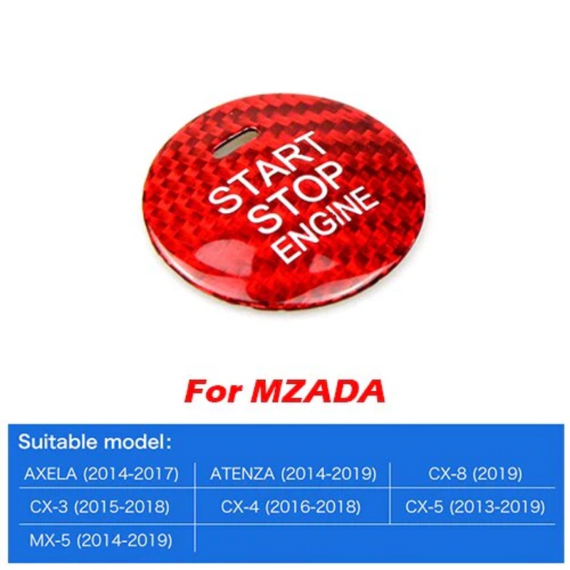 Kipalm for Mazda Axela Atenza CX-3 CX-4 CX-5 MX-5 Accessories Sticker Carbon Fiber Interior Car Engine Start Button Trim Cover
