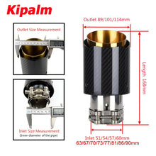 Load image into Gallery viewer, 1PC Universal Golden Inner Pipe Glossy Black Twill Carbon Fiber Exhaust Muffler Tip Tail Pipe For BMW BENZ AUDI Without Logo