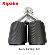 Load image into Gallery viewer, Dual Carbon Fiber Burnt Blue Stainless Steel Universal Exhaust Tip Dual End Pipe for BMW BENZ VW Golf TOYOTA No Logo