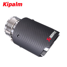 Load image into Gallery viewer, CARMON Twill Weave Matte Carbon Fiber Exhaust Pipe with Silver Stainless Steel for Straight Edge Muffler Tip Tailpipe