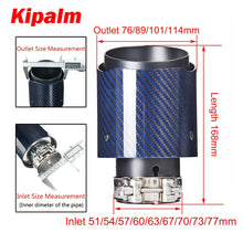 Load image into Gallery viewer, Unique Blue Carbon Fibre with Black Coated T304 Stainless Steel Tips Car Exhaust Pipe Muffler Tip Glossy Twill Carbon Fiber