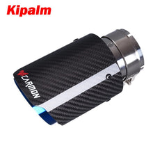 Load image into Gallery viewer, Glossy Twill Weave Carbon Fiber Blue Stainless Steel Exhaust Pipe Tail Pipe Muffler Tip