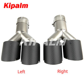 Kipalm Y-style Four Slot Matte Carbon Fiber Cover Stainless Steel Universal Auto Car Exhaust Tip Double End Pipe for Car Tuning