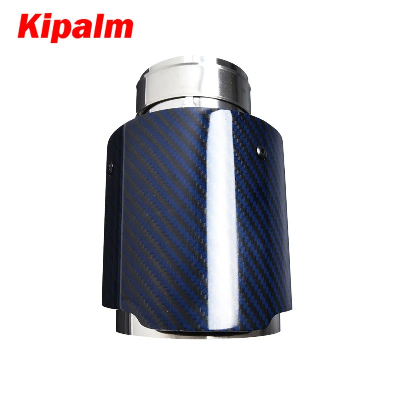 Unique Blue Carbon Fibre Car Exhaust Pipe Muffler Tip Glossy Twill Carbon Fiber Mirror-Polished T304 Stainless Steel Tips