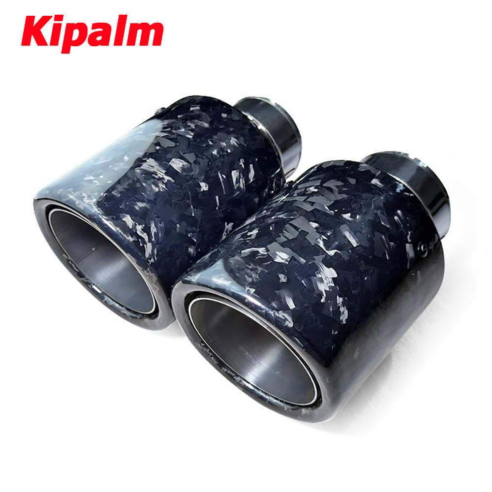 1pcs Forged Carbon Fiber Rolled-edge Tailpipe Exhaust Tip SUS304 Stainless Steel Muffler Pipe Without Logo