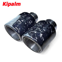 Load image into Gallery viewer, 1pcs Forged Carbon Fiber Rolled-edge Tailpipe Exhaust Tip SUS304 Stainless Steel Muffler Pipe Without Logo