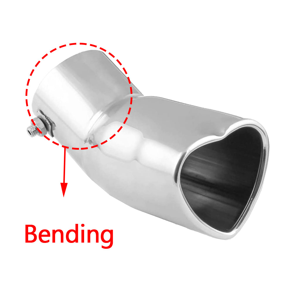 Universal Adjustable 2.5" Burnt Blue Stainless Steel Single Exhaust Tips Silver Muffler Tail with Heart Shape Style