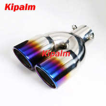 Load image into Gallery viewer, Universal Adjustable Dual Pipe Burnt Blue Stainless Steel Exhaust Tip Tail End Pipe One Change Twin Muffler Tips