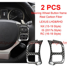 Load image into Gallery viewer, 2pcs Stick-on Real Carbon Fiber Steering Wheel Button Frame for Lexus NX IS RC