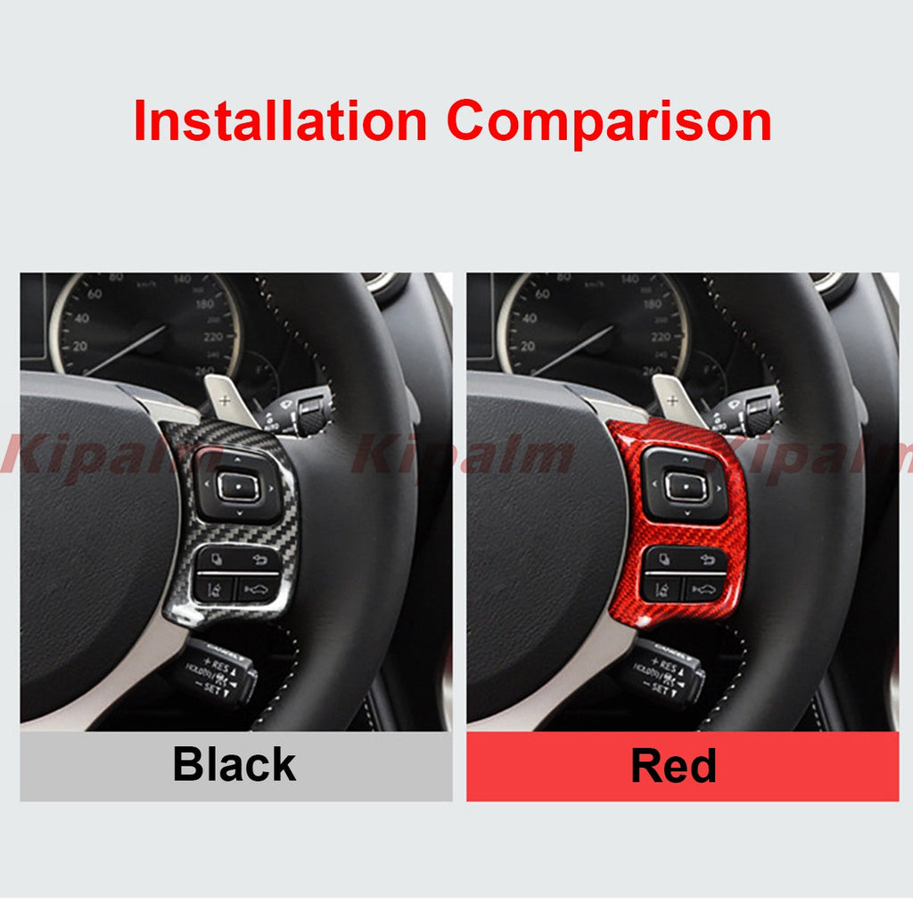2pcs Stick-on Real Carbon Fiber Steering Wheel Button Frame for Lexus NX IS RC