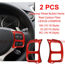 Load image into Gallery viewer, 2pcs Stick-on Real Carbon Fiber Steering Wheel Button Frame for Lexus NX IS RC