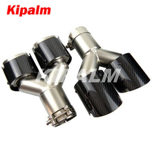 Load image into Gallery viewer, Kipalm Y-shape Dual-outlet Exhaust Pipe Four Slot Glossy Carbon Fiber Cover Stainless Steel Universal Auto End