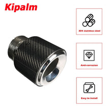 Load image into Gallery viewer, Universal 145mm Glossy Black Carbon Fiber Car Exhaust Pipe Welding Edge Chrome Stainless Steel Muffler Tip