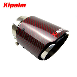 1PC Akrapovic Glossy Red Carbon Fiber Exhaust Pipe Tail End Tip Muffler Tip Straight Edge for AUDI