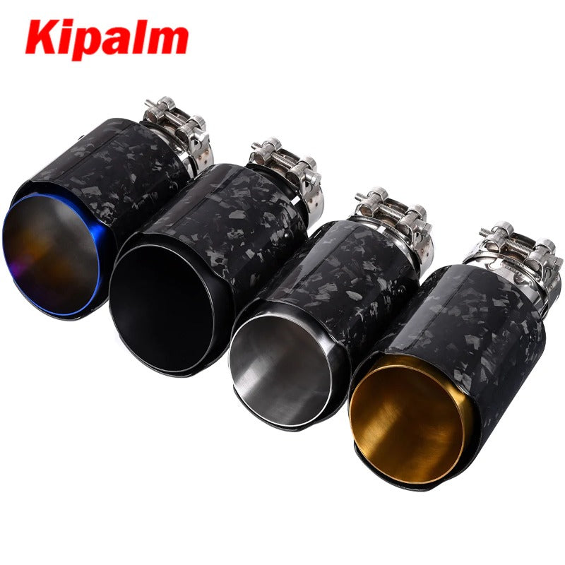 Kipalm Forged Carbon Fiber Exhaust Pipe Muffler Tip with 304 Stainless Steel for Camry Corolla Yaris Hilux Vios Rush Innova Fortuner Avanza
