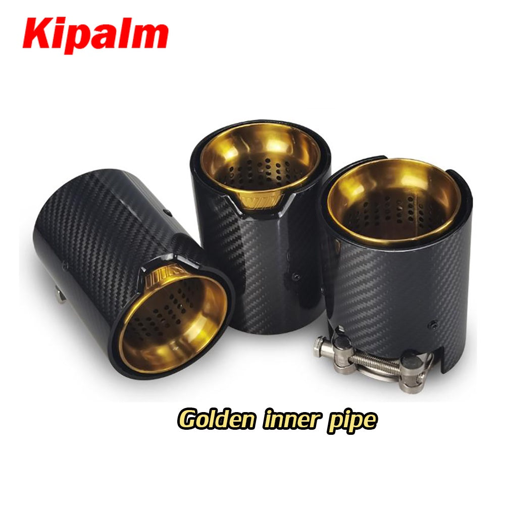 1pcs BMW X3 G01,X4 G02 M LOGO Carbon Fiber Exhaust Tips for M Performance Exhaust Pipe for BMW Muffler Tail Pipe 90mm Length Gold