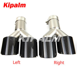 Kipalm Y-shape Dual-outlet Exhaust Pipe Four Slot Glossy Carbon Fiber Cover Stainless Steel Universal Auto End