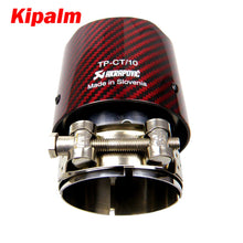Load image into Gallery viewer, 1PC Akrapovic Glossy Red Carbon Fiber Exhaust Pipe Tail End Tip Muffler Tip Straight Edge for AUDI