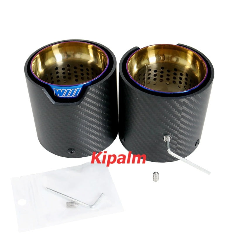 4PCS Burnt Blue Stainless Steel Matte Carbon Fiber Performance Exhaust Muffler Tips for BMW M5 F90