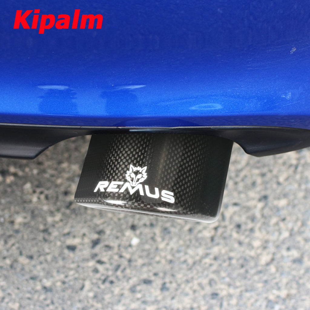 Curly Edge Carbon Fiber Exhaust Tips 304 Stainless Steel Remus Logo Muffler End Tailpipe for Benz AUDI HYUNDAI
