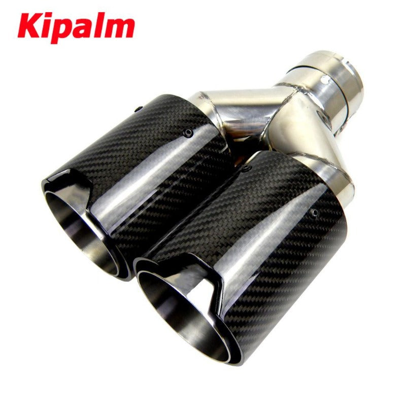 Dual Carbon Fiber 304 Stainless Steel Universal M Performance Exhaust Tips End Pipes Muffler Tips for BMW No Logo