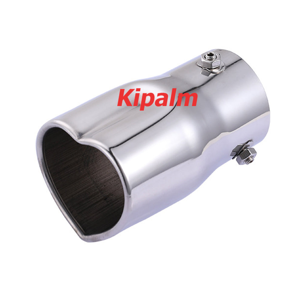 Universal Adjustable 2.5" Burnt Blue Stainless Steel Single Exhaust Tips Silver Muffler Tail with Heart Shape Style