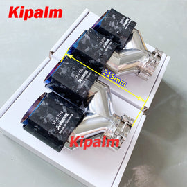 Kipalm 1 Pair Real Forged Carbon Fiber Exhaust Tips for Mercedes Benz BMW Audi Muffler Tips with 304 Stainless Steel