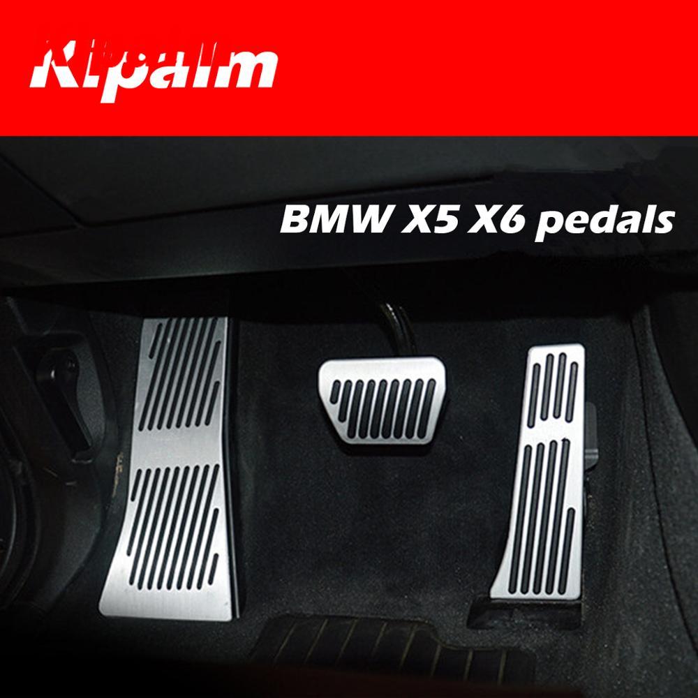 No Drill Gas Brake Footrest Pedal Plate Pad For BMW X5 X6 Series E70 E71 E72 F15 AT Aluminum alloy gas brake pedal LHD AT With M