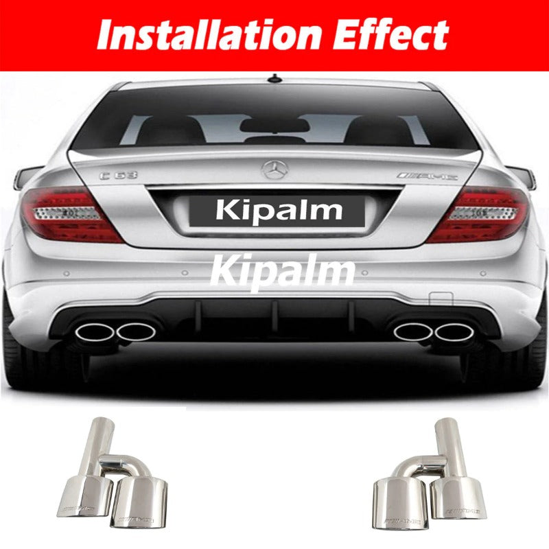 1 Pair h-shape Dual Oval Exhaust Pipes for Mercedes-Benz C-Classs W204 C180 C200 C260 C300 AMG Style Modified Muffler Tips